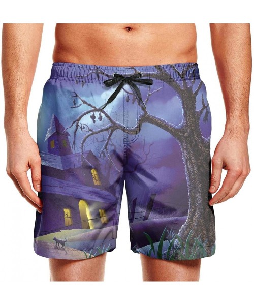 Board Shorts Men's Sportwear Quick Dry Board Shorts Halloween Pumpkin Swim Trunks - Halloween - CM18QW0SM33