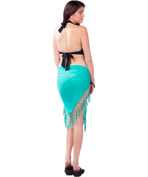 Cover-Ups Womens Sheer Swimsuit Cover-Up Sarong in Your Choice of Colors - Turquoise-green - CQ112BIM3DD