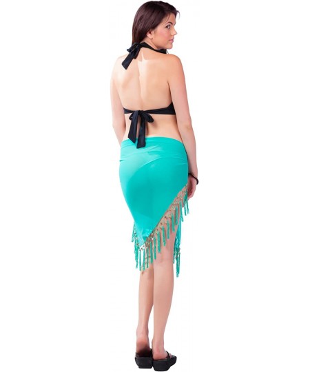 Cover-Ups Womens Sheer Swimsuit Cover-Up Sarong in Your Choice of Colors - Turquoise-green - CQ112BIM3DD