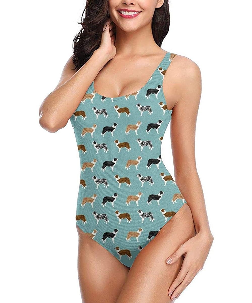 One-Pieces Border Collies Funny Dogs Art Swimwear for Women Girl One Piece Bathing Suit Tummy Control Backless Swimsuit White...