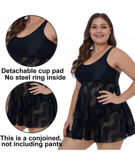 Sets Women's Plus Size Swimsuits One Piece Monokinis Swimwear Athletic Tankini - 2b- Black Swan（one Piece） - CZ18RDN27YZ