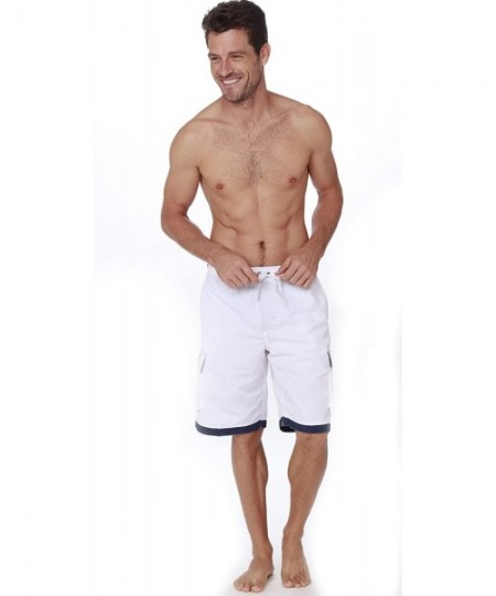 Trunks Men's Quick Dry Swim Trunks Cargo Water Shorts with Mesh Lining - Solid White - CL188C8QHCK