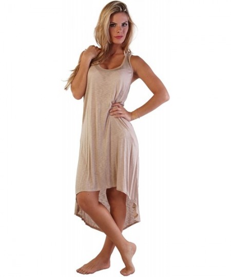 Cover-Ups Hi Low Racerback Dress - Beige - C411JXAKE0Z