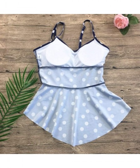 Sets Two Piece Swimsuits for Women Tummy Control Slim Skirt Tankini Swimwear Bathing Suit for Women - White Dots - CT18NN4IH0W