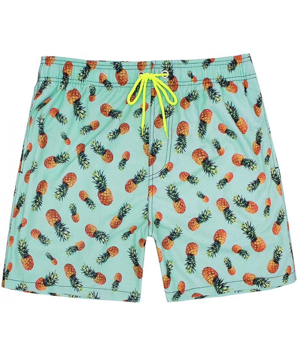 Trunks Mens Swim Trunks Mesh Lining Swim Shorts Quick Dry Swimsuits with Pocket Beach Shorts Bathing Suits for Men - Pineappl...