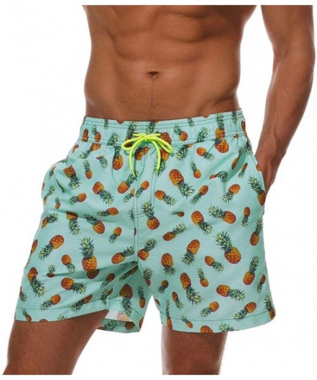 Trunks Mens Swim Trunks Mesh Lining Swim Shorts Quick Dry Swimsuits with Pocket Beach Shorts Bathing Suits for Men - Pineappl...