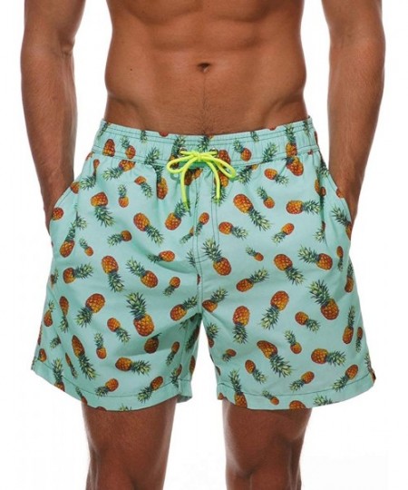 Trunks Mens Swim Trunks Mesh Lining Swim Shorts Quick Dry Swimsuits with Pocket Beach Shorts Bathing Suits for Men - Pineappl...