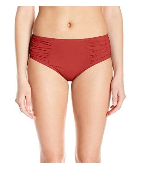 Bottoms Women's Alessia Hi Waist Ruched Bikini Bottom Swimsuit - So Soft Sienna - CM12O1LFNVP