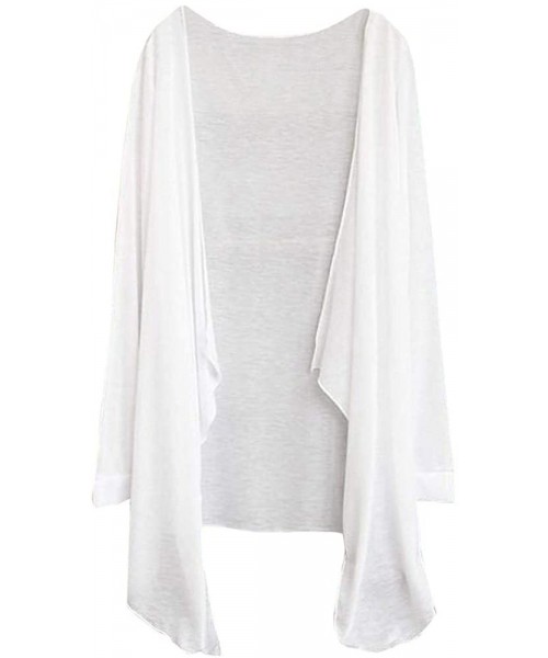 Cover-Ups Women Cover-up- Summer Open Cardigan Long Thin Shrug Modal Sun Protection Sunscreen Sheer Tops - White - C218T9C3SN6