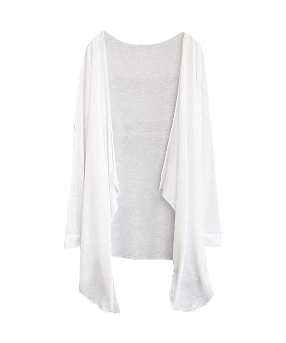 Cover-Ups Women Cover-up- Summer Open Cardigan Long Thin Shrug Modal Sun Protection Sunscreen Sheer Tops - White - C218T9C3SN6