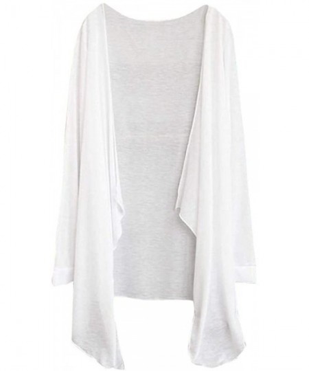 Cover-Ups Women Cover-up- Summer Open Cardigan Long Thin Shrug Modal Sun Protection Sunscreen Sheer Tops - White - C218T9C3SN6