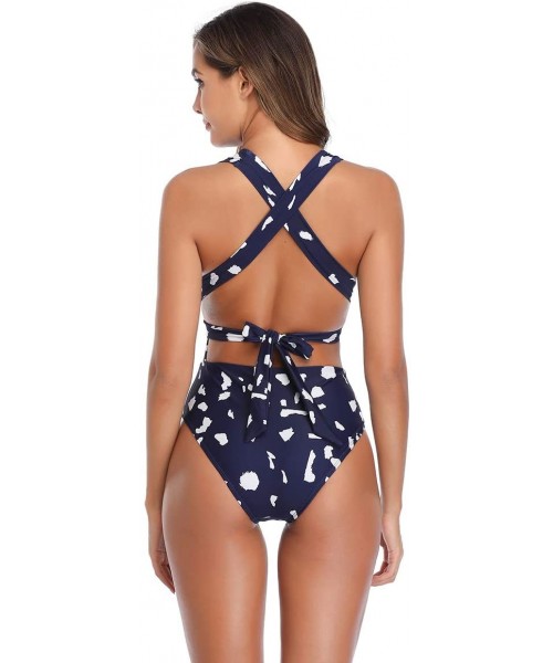 One-Pieces One Piece Swimsuits for Women High Cut Bathing Suits Plunging One Piece Swimsuit Beach Sexy Swimwear - Dark Blue -...