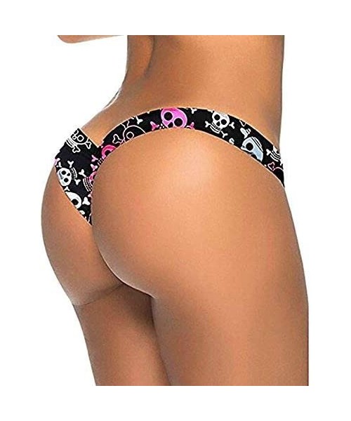 Bottoms Women Love Cutout Swim Shorts Swimwear Brazilian Cheeky Bikini Bottom Side Tie Thong Bathing Swimsuit - C-black - C61...