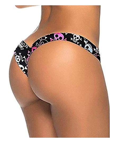 Bottoms Women Love Cutout Swim Shorts Swimwear Brazilian Cheeky Bikini Bottom Side Tie Thong Bathing Swimsuit - C-black - C61...