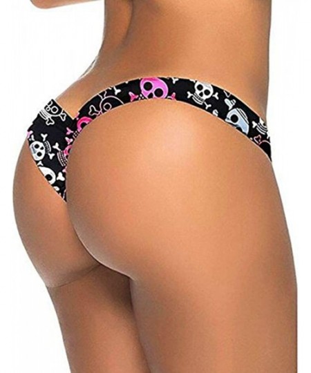 Bottoms Women Love Cutout Swim Shorts Swimwear Brazilian Cheeky Bikini Bottom Side Tie Thong Bathing Swimsuit - C-black - C61...