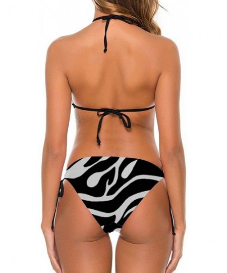 Sets Women Fashion Sexy Adjustable Halter Bikini Set Two Piece Bathing Suits - Zebra Stripe - CM1998SXMT6