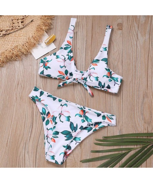 Board Shorts Women's Retro Bandage High Waist Bikini Backless Neck Bikini Two Piece Swimsuit - Green - C6194DOA3M7