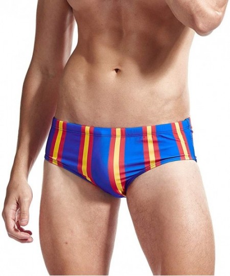 Racing Men's Swim Briefs Bikini Swimwear Sexy Swimsuit Swimming Short Quick Dry with Drawstring for Men - B-blue Yellow Red S...