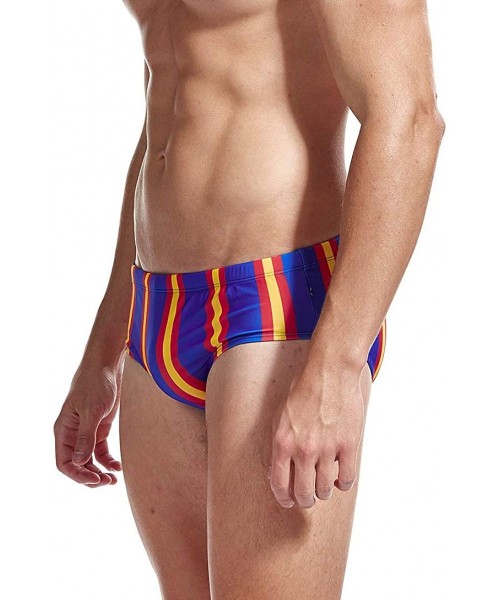 Racing Men's Swim Briefs Bikini Swimwear Sexy Swimsuit Swimming Short Quick Dry with Drawstring for Men - B-blue Yellow Red S...