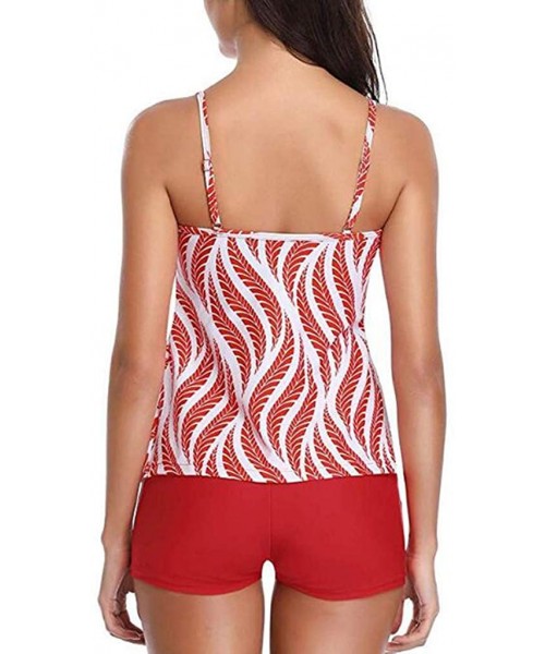 One-Pieces Swimwear Printed Casual Fashion Bikini Set - Red B - CI196OO5QD6