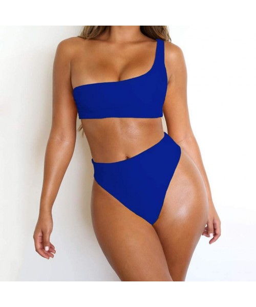 Sets Triangel Bikini Swimsuit for Women- Women's Halter Triangle Bikini Swimsuits String Two Piece Bathing Suit - Blue - CO18...