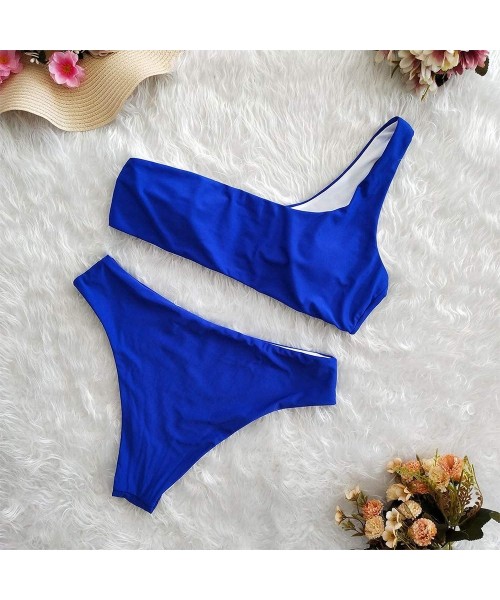 Sets Triangel Bikini Swimsuit for Women- Women's Halter Triangle Bikini Swimsuits String Two Piece Bathing Suit - Blue - CO18...