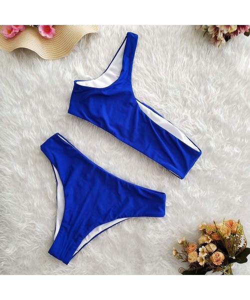 Sets Triangel Bikini Swimsuit for Women- Women's Halter Triangle Bikini Swimsuits String Two Piece Bathing Suit - Blue - CO18...