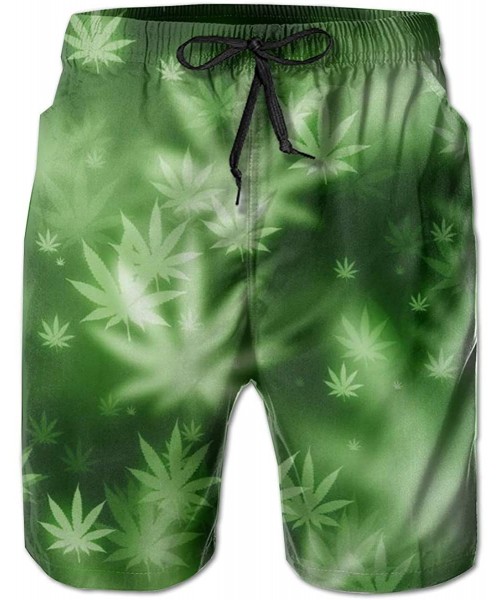 Board Shorts Men's Beach Swimming Trunks Psychedelic Marijuana Leaf Weed Pot Leaf Swimsuit Swim Underwear Boardshorts with Po...