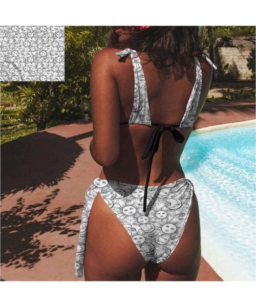 Sets Bikini Bathing Suits Sun and Moon Side Tie Cheeky Swimsuit Boho Tattoo - Multi 12 - CD190S9U7TL