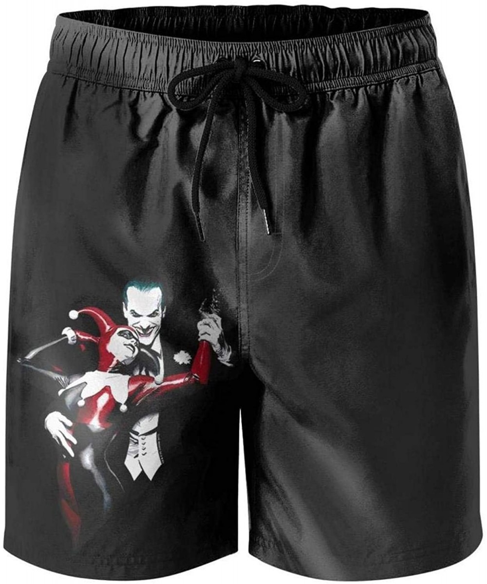 Board Shorts Men Casual Shorts Joker-and-Harley-Quinn-Dance-DC-Comics- Colorful Beach Shorts Swim - White-17 - CK19C4W69ZA