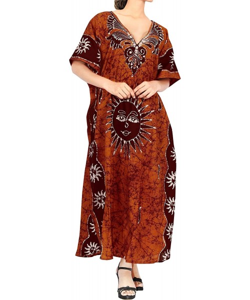 Cover-Ups Women's Caftan Beach Cover Up Night Casual Evening Dress Short Midi - Brown_j946 - CT180A68RIE