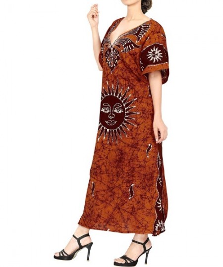 Cover-Ups Women's Caftan Beach Cover Up Night Casual Evening Dress Short Midi - Brown_j946 - CT180A68RIE