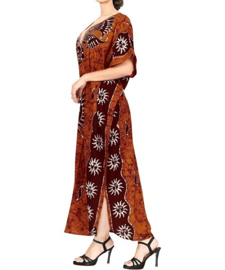 Cover-Ups Women's Caftan Beach Cover Up Night Casual Evening Dress Short Midi - Brown_j946 - CT180A68RIE