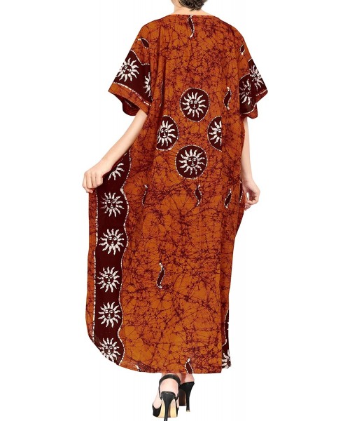 Cover-Ups Women's Caftan Beach Cover Up Night Casual Evening Dress Short Midi - Brown_j946 - CT180A68RIE