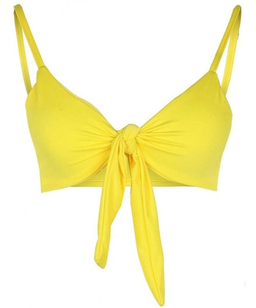 Sets Women Sexy High Waisted Bikini Sets Tie Knot Swimsuit Beachwear - Yellow - CL18C59N6IL