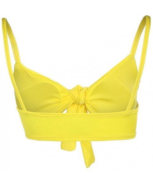 Sets Women Sexy High Waisted Bikini Sets Tie Knot Swimsuit Beachwear - Yellow - CL18C59N6IL