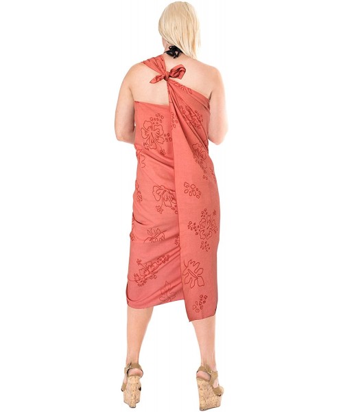 Cover-Ups Women's Swimsuit Cover Up Beach Wrap Skirt Hawaiian Sarongs Full Long C - Spooky Red_b444 - C818063ACXL