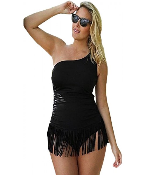 One-Pieces Women's One Piece Swimwear Athletic Resistant Swimsuits Bathing Suits Swimsuits Swimwear - Single Shoulder Black -...