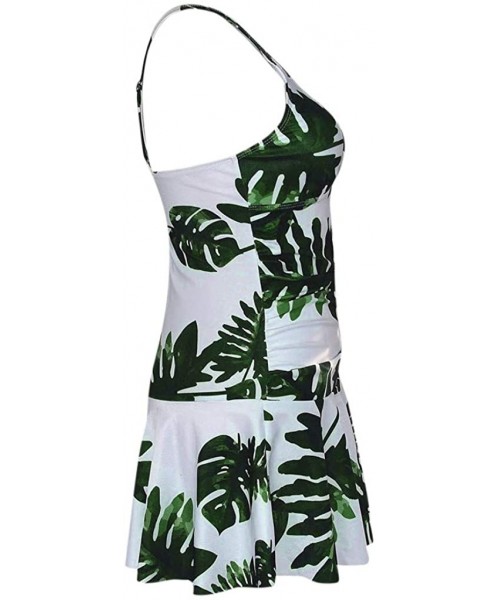 One-Pieces Women's Elegant One Piece Swimdress Tummy Control Swimsuit Long Torso Floral Skirted Plus Size Bathing Suit Green2...