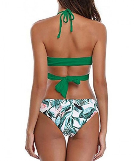 Racing Women High Waist Bikini Push Up Bikinis Print Swimsuit Female Beachwear Swimwear - D-light Green - CZ1962GDZH7