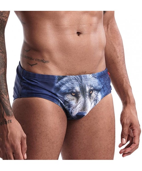 Briefs Men's Swim Briefs Bikini Swimwear Sexy Swimsuit Swimming Short Quick Dry with Drawstring for Men - C-warwolf - CF18UH9...