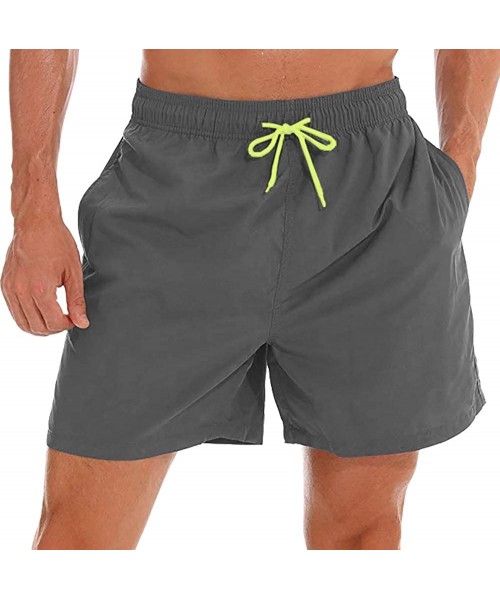 Board Shorts Men's Swim Trunks Quick Dry Board Bath Shorts Beach Casual Wear with Pockets - Gray - CE196WEYO4C