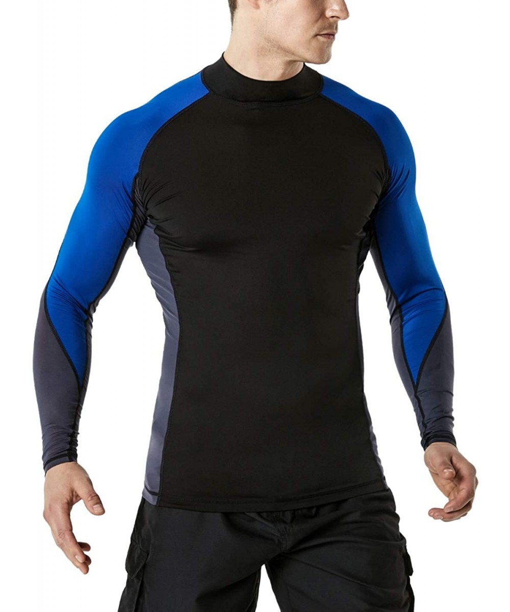 Rash Guards Men's UPF 50+ Long Sleeve Rash Guard- UV/SPF Quick Dry Swim Shirt- Water Surf Swimming Shirts - Three Color Block...