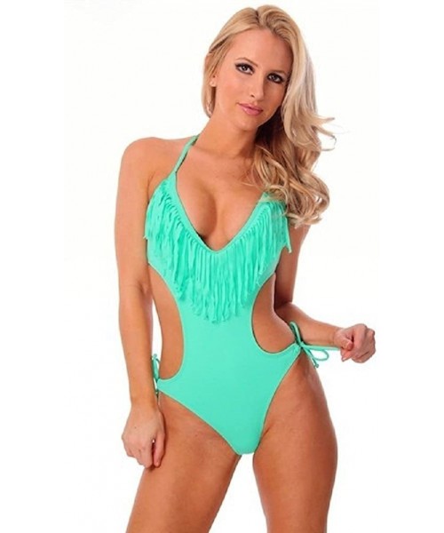 One-Pieces Women's Fringe Monokini - Mint - CJ11O450EBT