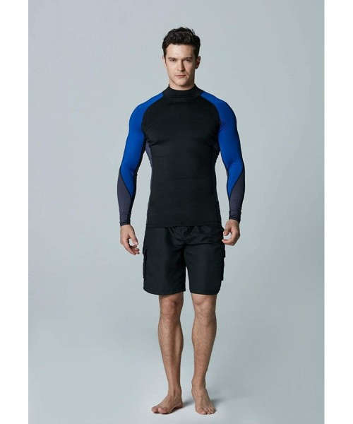 Rash Guards Men's UPF 50+ Long Sleeve Rash Guard- UV/SPF Quick Dry Swim Shirt- Water Surf Swimming Shirts - Three Color Block...