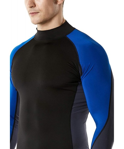 Rash Guards Men's UPF 50+ Long Sleeve Rash Guard- UV/SPF Quick Dry Swim Shirt- Water Surf Swimming Shirts - Three Color Block...