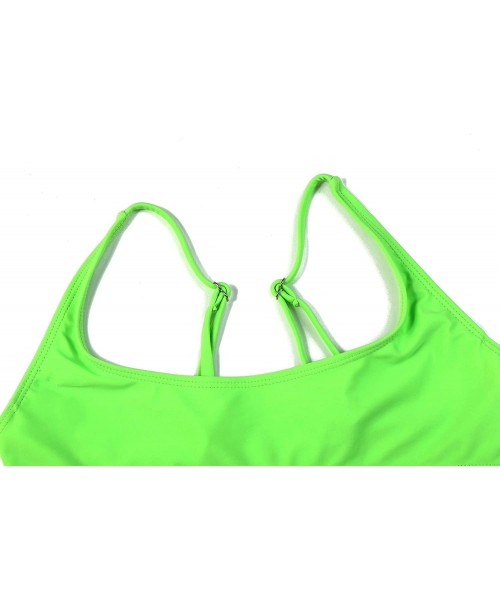 Sets Womens Sexy Bikini Strap Cutout Cheeky Bottom Two Pieces Swimsuits - Fluorescent Green - CM18TU0YDHO