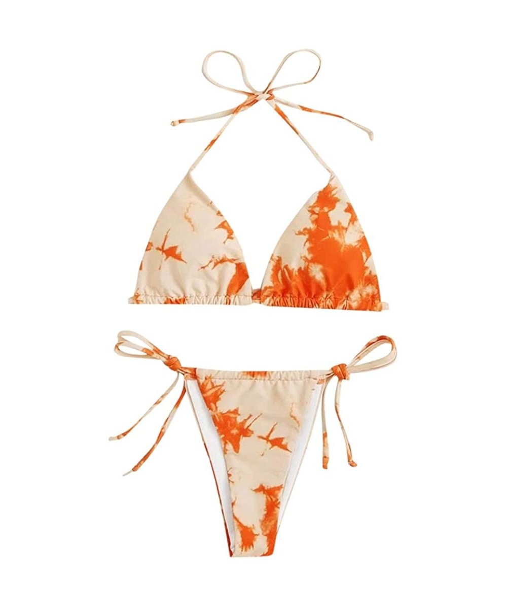 Sets Women's Sexy Push Up Bikini Triangle Liner Bra Bathing Suit Bathing Suit Fluorescent Colors Beach Swimwear X orange - CP...