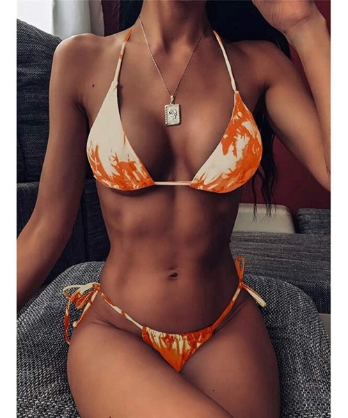 Sets Women's Sexy Push Up Bikini Triangle Liner Bra Bathing Suit Bathing Suit Fluorescent Colors Beach Swimwear X orange - CP...