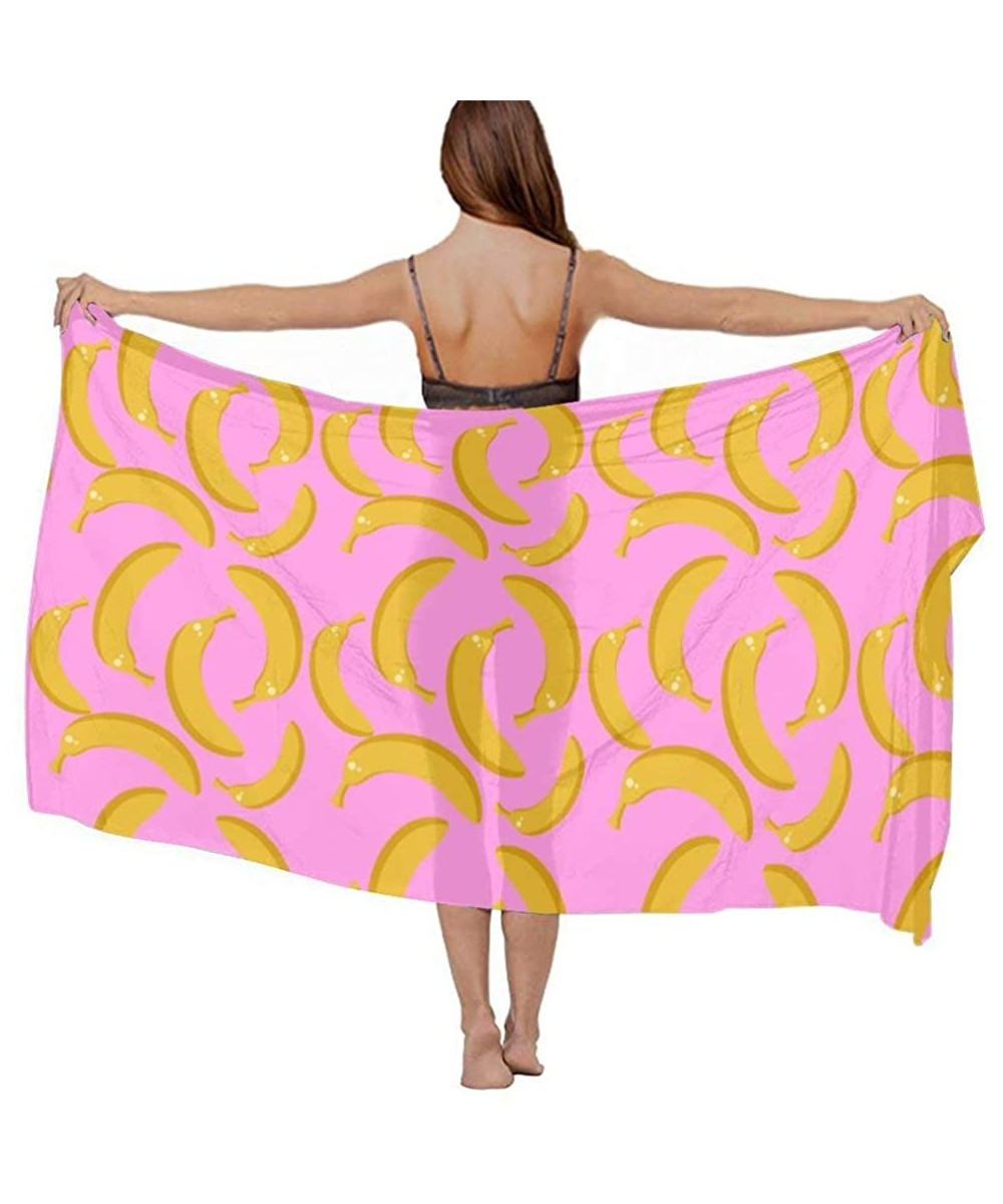 Cover-Ups Women's Swimwear Cover Ups- Summer Vacation Beach Sarong Soft Shawl Wrap - Fruits Banana Party - CQ19C45NSO7